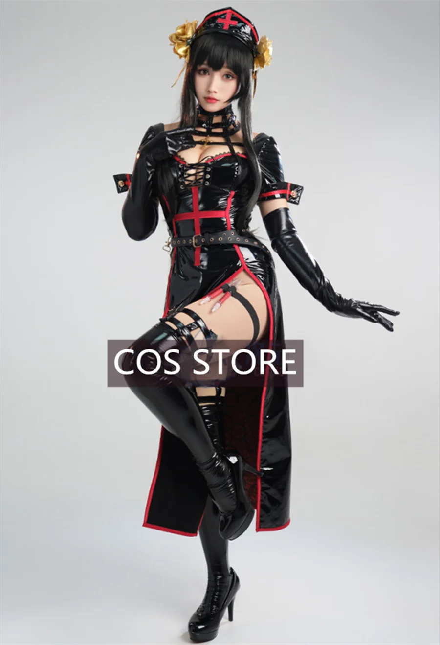 

Anime SPY×FAMILY Yor Forger Cosplay Costume Sweet Sexy Pu Leather Nurse Uniform Halloween Party Role Play Clothing