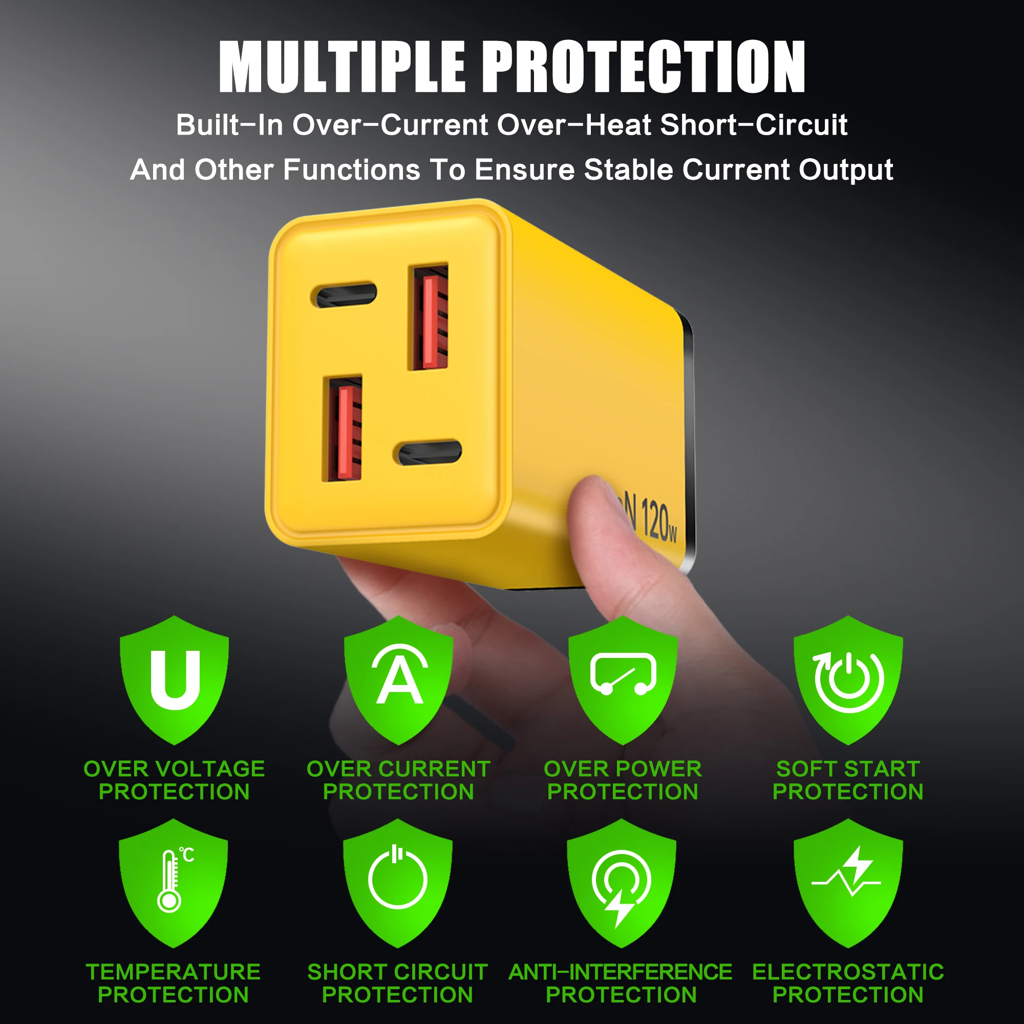 120W Multi-Port USB C Fast Charger PD QC3.0 Phone Adapter For iPhone 16 Samsung Xiaomi Huawei Wall Travel EU US UK Plug Charger