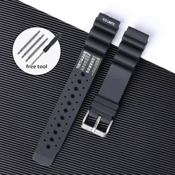 Versatile Silicone Dive Watch Strap Replacement Bracelet - 22mm (Black Resin Ring)