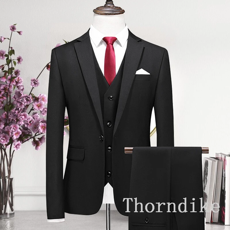Morning suit Wedding Suits For Men Three Peices Suits (Jacket + Pants + vest) Black mens suit