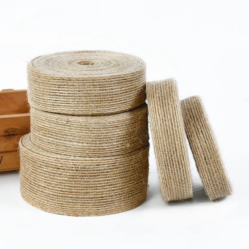 10M Natural Velvet Jute Burlap Ribbon Gift Bow Crafts DIY Wedding