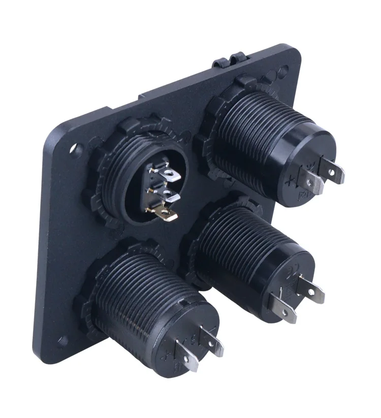 Pannello interruttori marini 4 in 1 Presa per caricabatterie doppia USB 12V Presa di corrente LED Voltmetro Presa accendisigari Interruttore pulsante ON/OFF  34