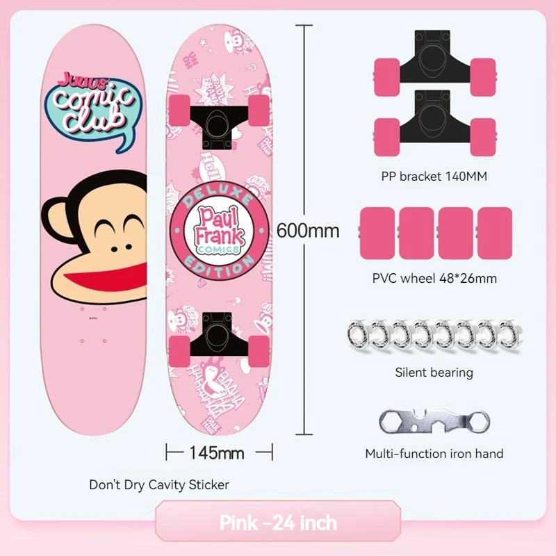 

Skateboard Children 3-6-12 Years Old Four Wheel Kick Scooter 24 Inch Beginner Girl Boy Professional Double Warp Version