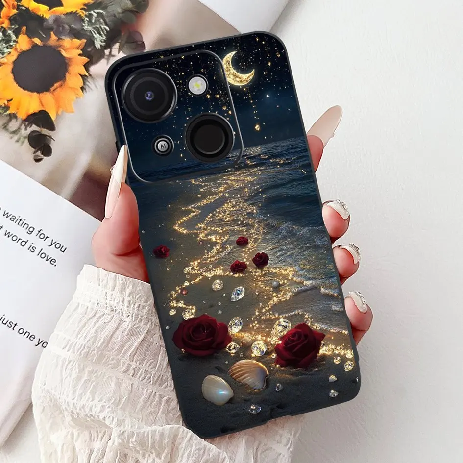 Cartoon Cat & Dragon Marble Matte Black Silicone Soft Phone Case