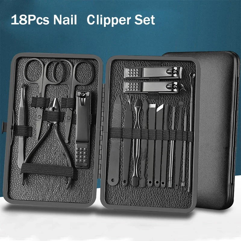 Manicure Cutters Nail Clipper Set Stainless Steel Ear Spoon Scissors