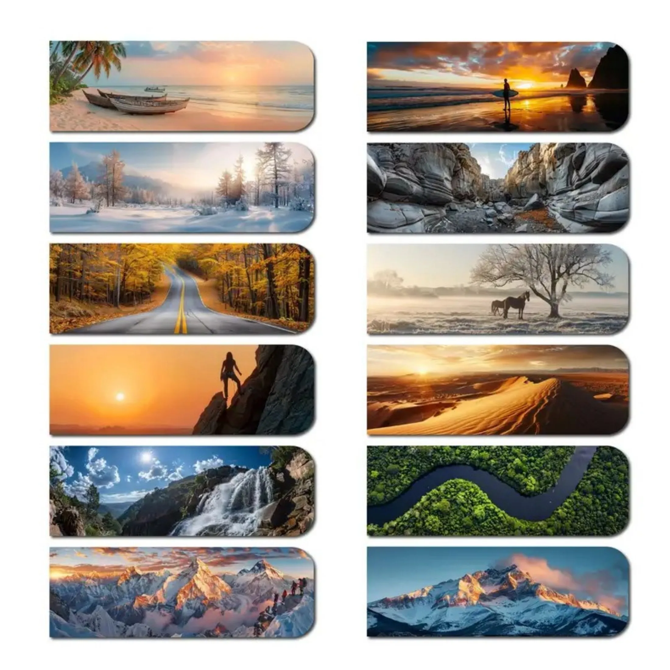 12pcs Magnetic Bookmarks Inspirational Landscape Outdoor Designs Assorted Magnet Page Markers for Book Lovers Students