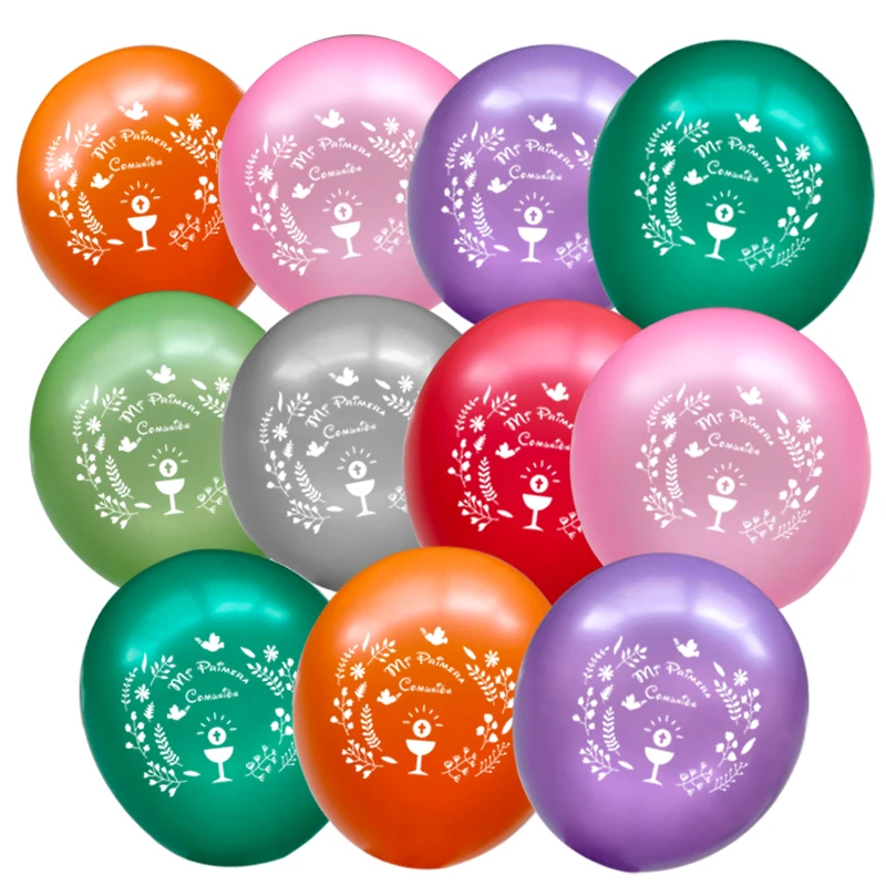 50 Pezzi 10 Pollici Perla Colorata Logo Spagnolo Mi Primera Palloncino Comunion Per La Spagna Primera Comunion Palloncino Decorazione Del Partito