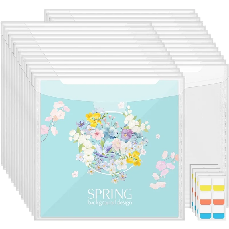 32 PCS 12X12 인치 스크랩북 종이 보관 주최자 스크랩북 종이를 보관하기위한 60 PCS 인덱스 탭 비닐 카드 스톡