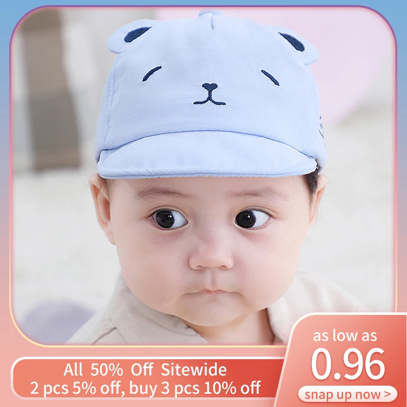 CuteBearEarsBabyBaseballCapSpringSummerEmbroideredCotton