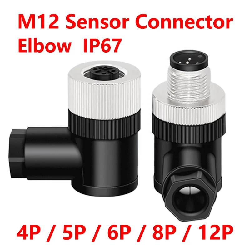 

Waterproof IP67 A type LED M12 Sensor Weldless Aviation Connector 3 4 5 8 12 Pin Curved Male Female Plug Screw Lock