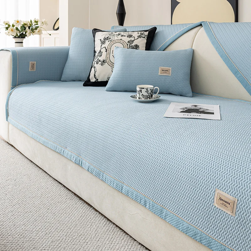 

Summer Cooling Sofa Mat Solid Color Non-Slip Sofa Towel Universal Couch Covers for Living Room Sectional Sofa Cover Home Decor
