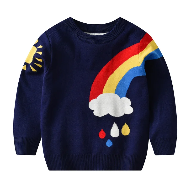 

Jumping Meters 3-7T Rainbow Long Sleeve New Arrival Girls Sweaters For Autumn Winter Children's Sweatshirts Baby Clothes