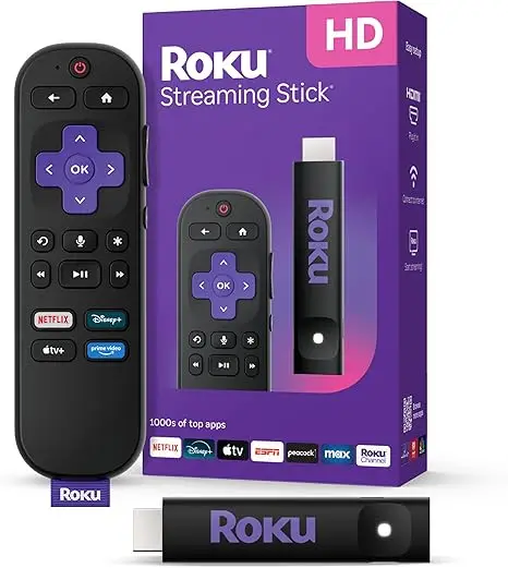 Roku Streaming Stick HD 2025 — Appareil de streaming HD pour TV avec télécommande vocale, TV gratuite et en direct - Original