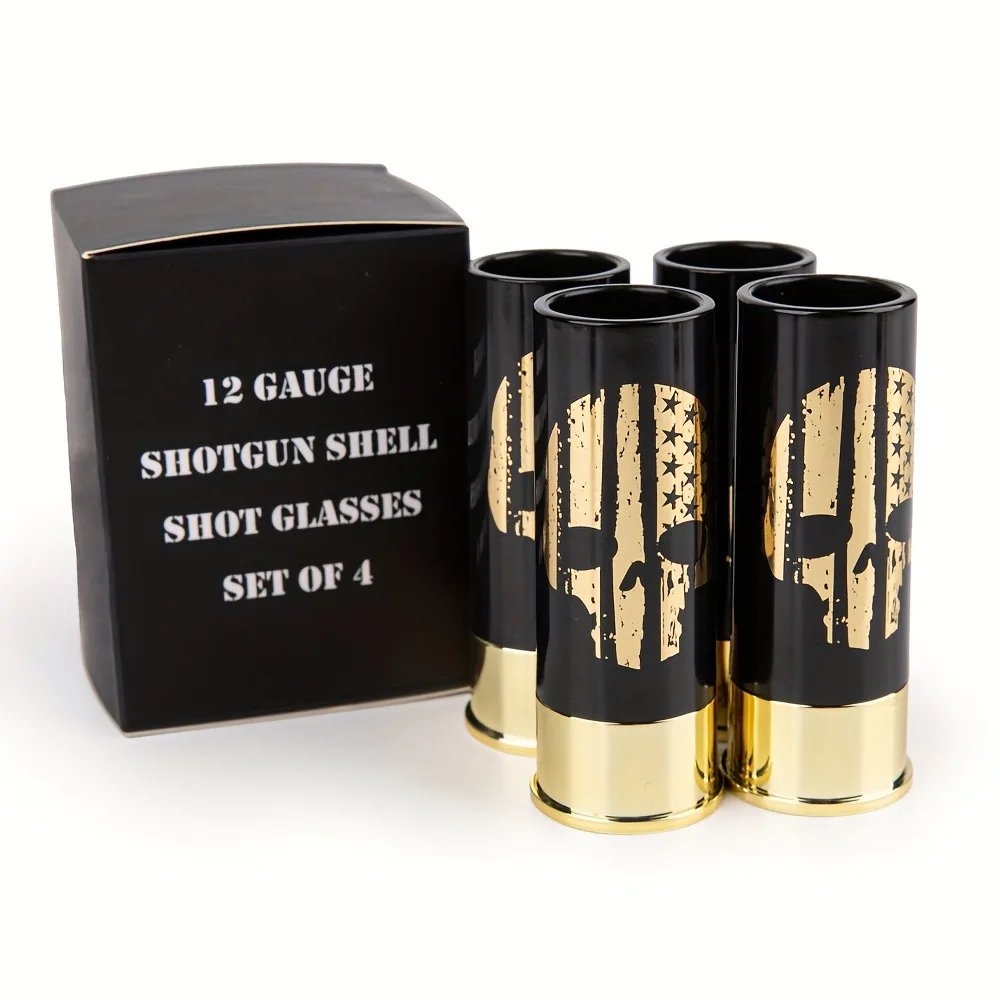 Plastic 12 Gauge Shell Shotgun Shot Glasses Drinking Cup for Hunting Shooting Bar Glasses Gift Drinking Cup Set for Men 4Pcs