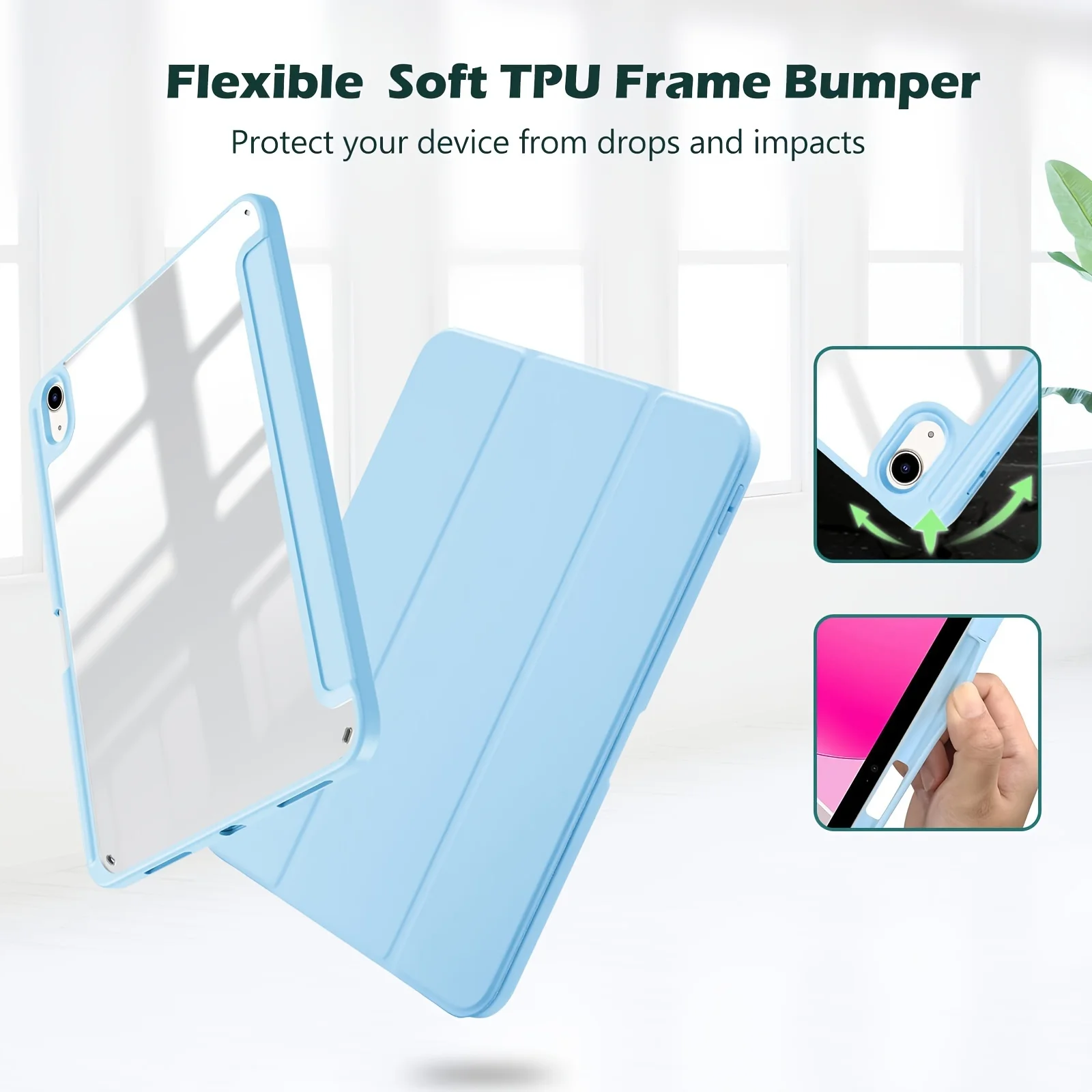 Versatile Tablet Protective Clear PC Cover with Wake Feature