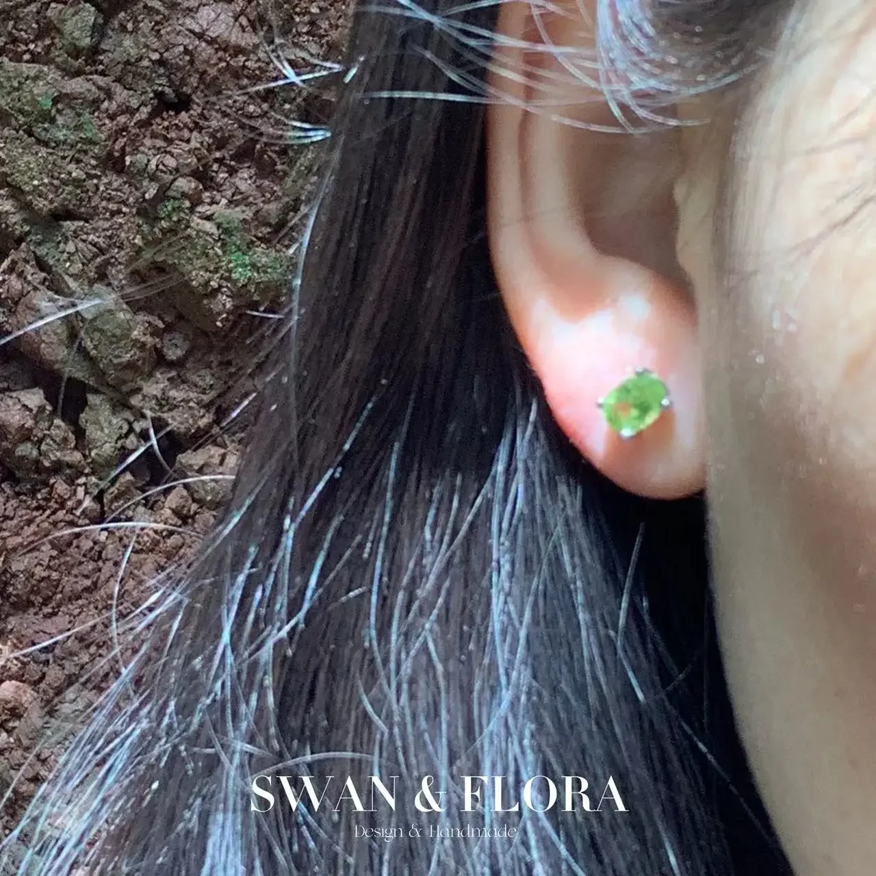 Natural Peridot 925 Sterling Silver Stud Earrings For Women Jewelry Gift Simple Peridot Jewelry Green