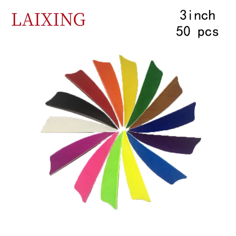 

50PCS LAIXING Hi-Q 3 Inch Turkey Arrow Feathers Shield Cut Hunting Archery Fletching For Bow Fletches Accessories