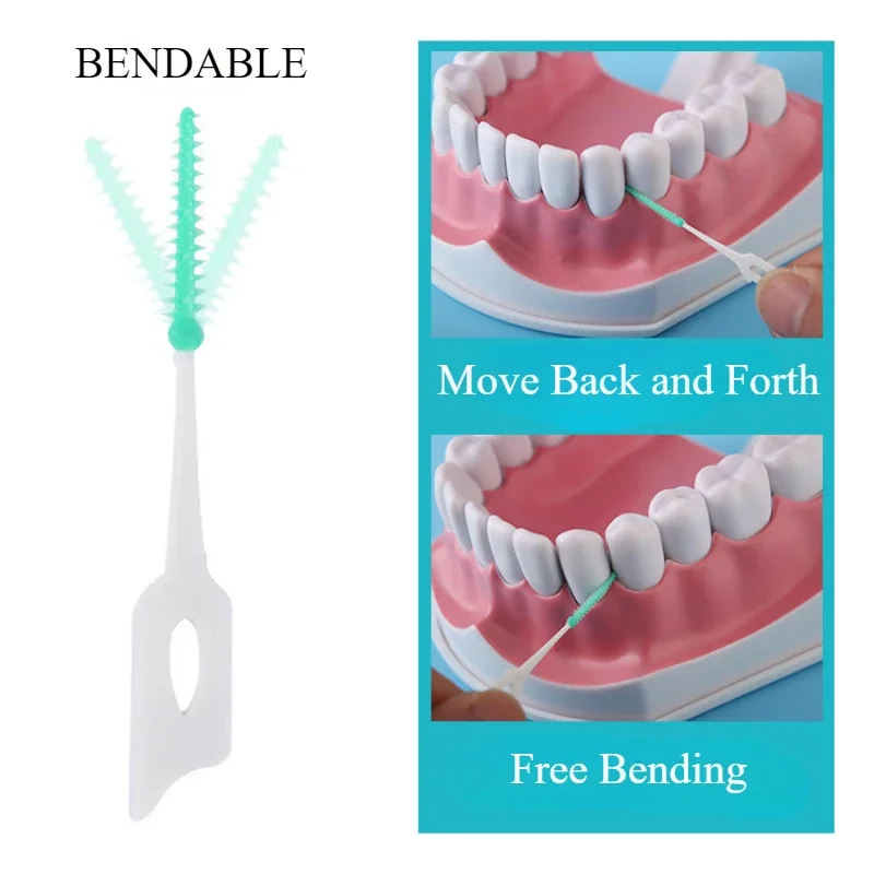 Interdental Silicone Brushes 200 Units Dental Toothpicks Brush Between Teeth Silicone Toothpicks with Thread Oral Cleaning Tools interdental silicone brushes