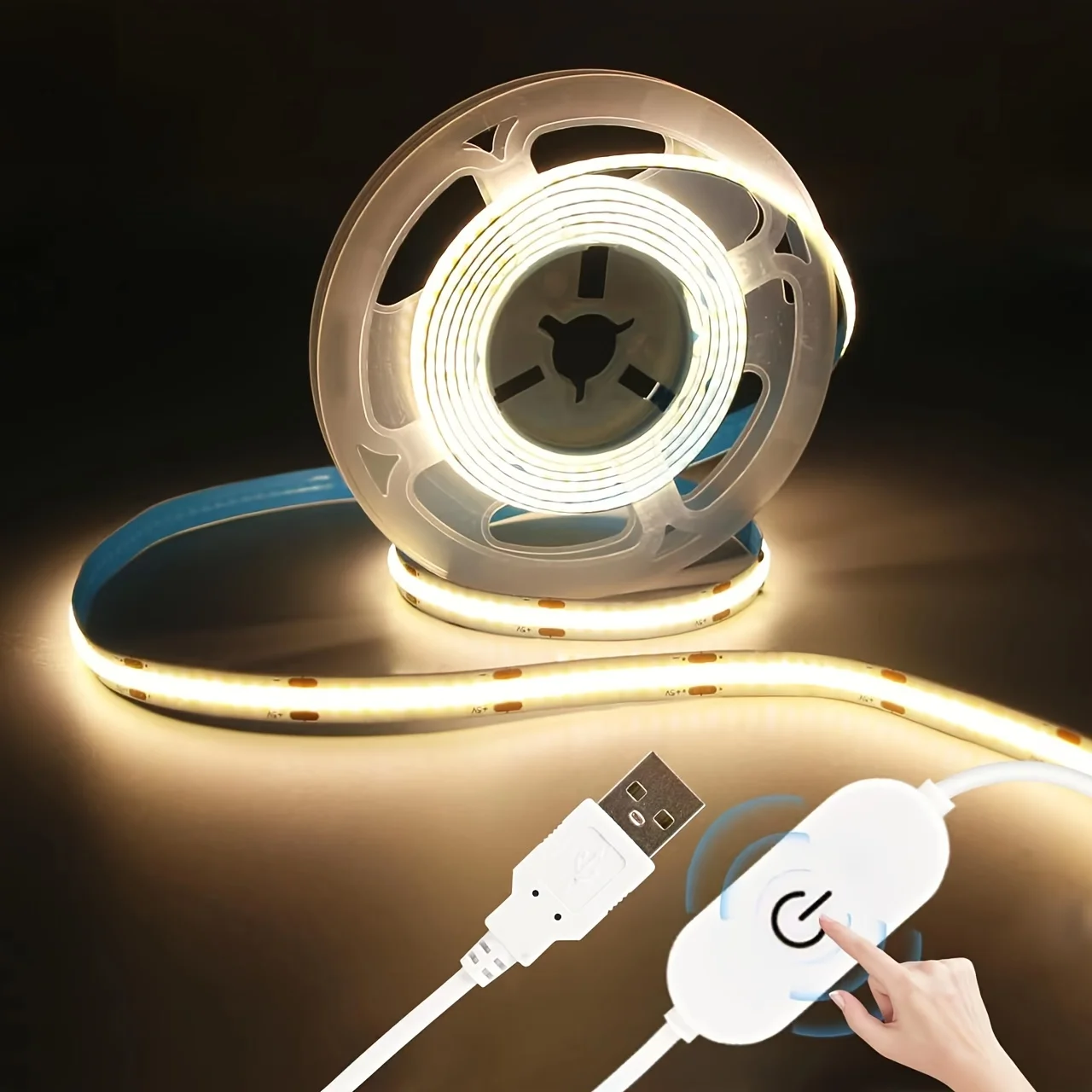 LED Strip Lights COB LED Strip Lights Touch Sensor Dimmable 5V USB RA90 Christmas DIY TV Mirror Backlight Flexible Ribbon Tape Room Decoration