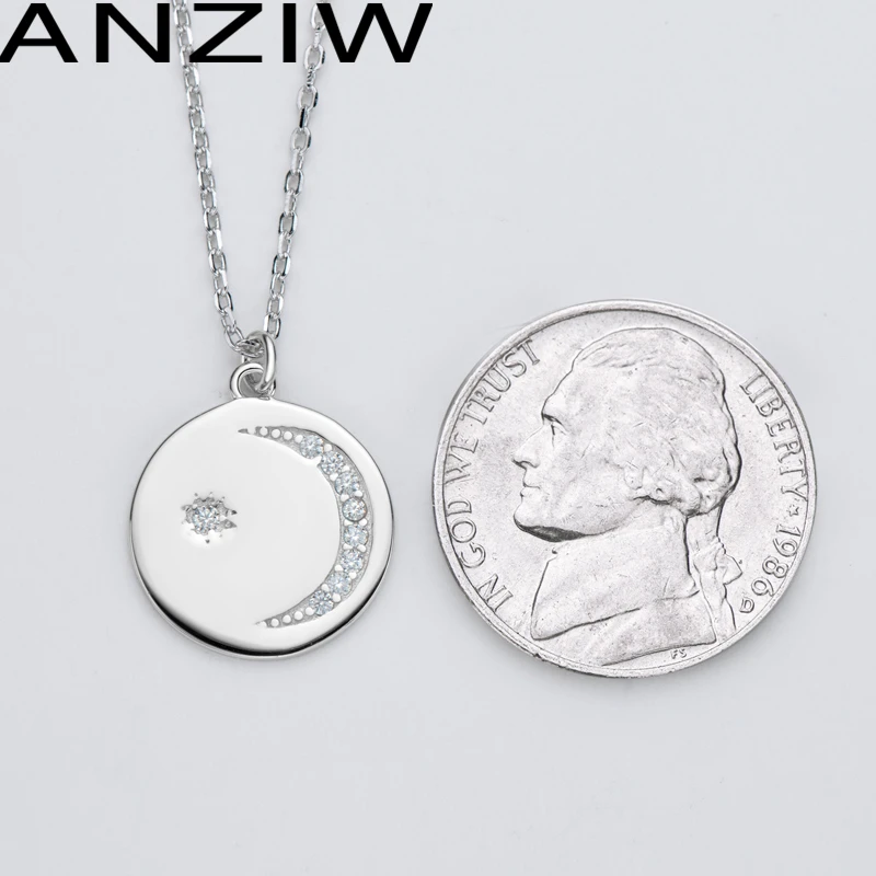 

Anziw All for 1 Real and Free Shipping Moissanite Star Moon Pendant Necklace for Women 925 Sterling Silver Holiday Gifts 2022