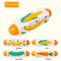 Wooden 3D Rotating Jigsaw Puzzle - Animal Shape & Color Cognition Toy (Orange)