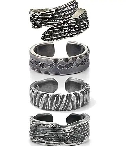 

4 шт., мужские винтажные открытые кольца «рыбья кость»