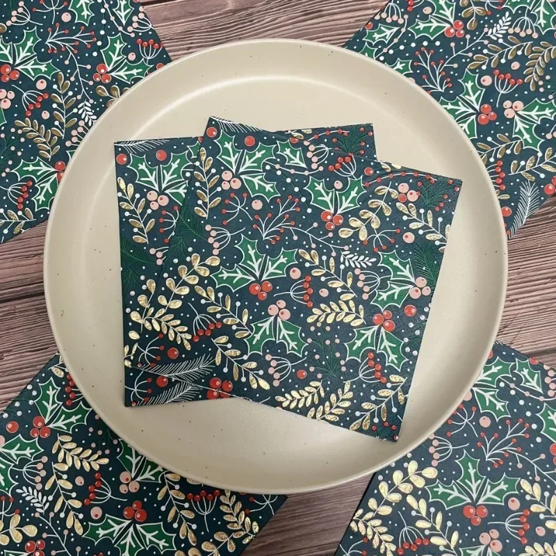 33cm 3-Ply Stamping Party Paper Napkins 15pcs/Pac paper napkins disposable paper placemats Christmas Colorful Napkins Christmas Decoration Paper Placemats