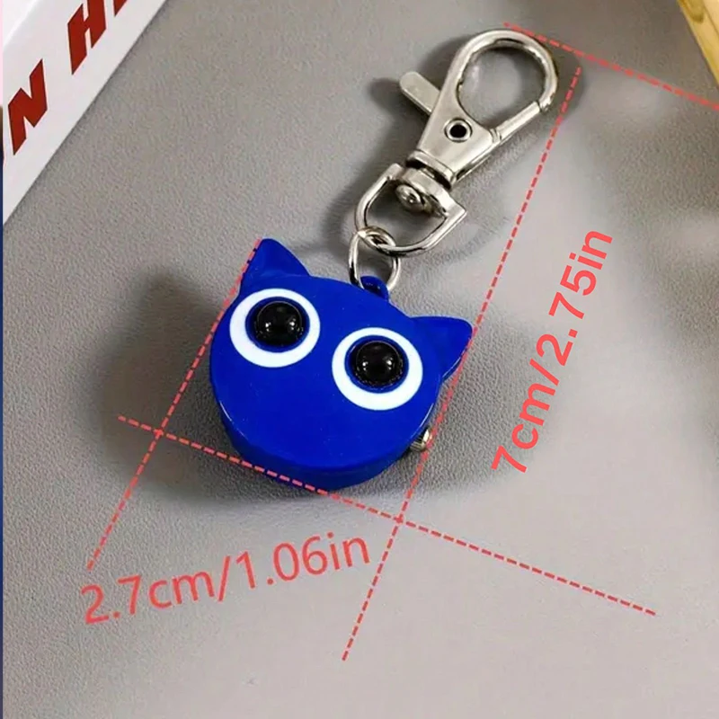 작은 괴물 플립 키체인 시계 귀여운 고양이 머리 키체인 펜던트 발렌타인데이 커플 키 시계 선물 학생 시험용 포켓 시계