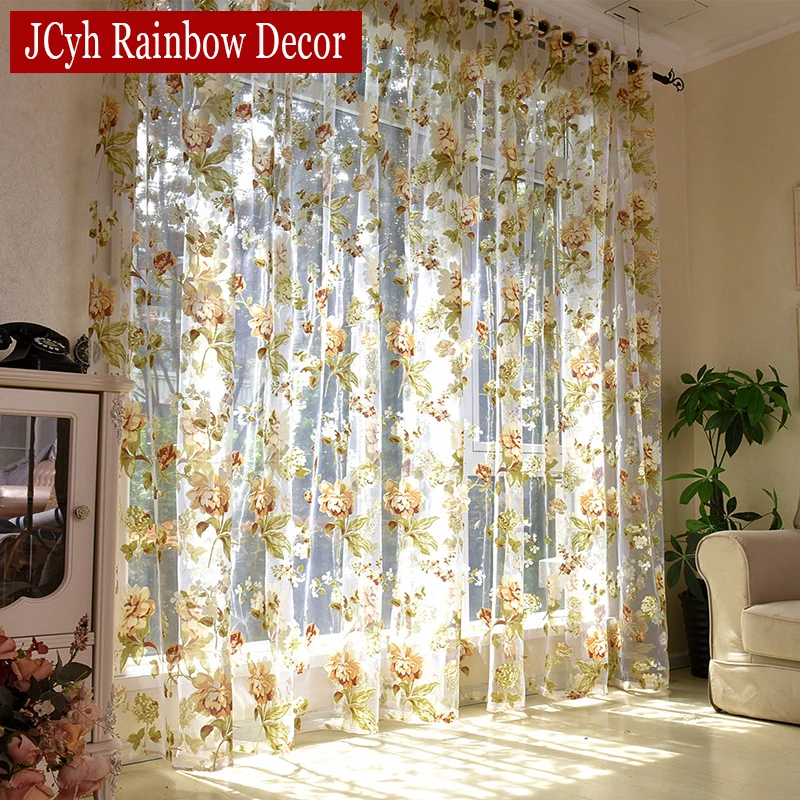 Sheer curtains window curtains decor curtains floral tulle curtains for living room purple sheer curtains for children bedroom door short kitchen window kids drapes