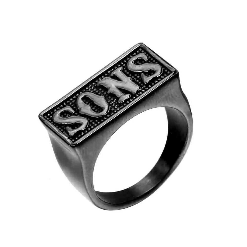 Stainless Steel Solid Anarchy Son Ring SONS Men's Bicycle Punk