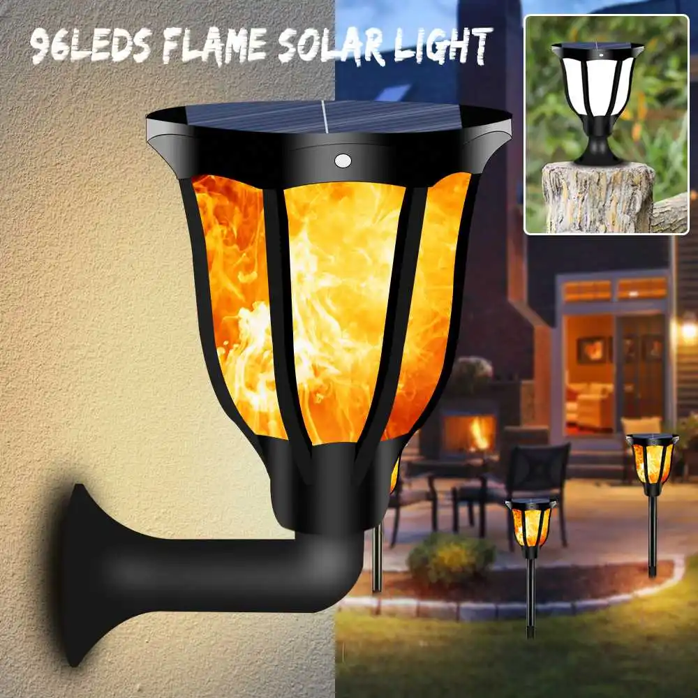 

96 LED Waterproof Flickering Flame Solar Torch Light 1/2Pcs Outdoor Landscape Decoration Garden Lawn Lamp for Courtyard Balcony