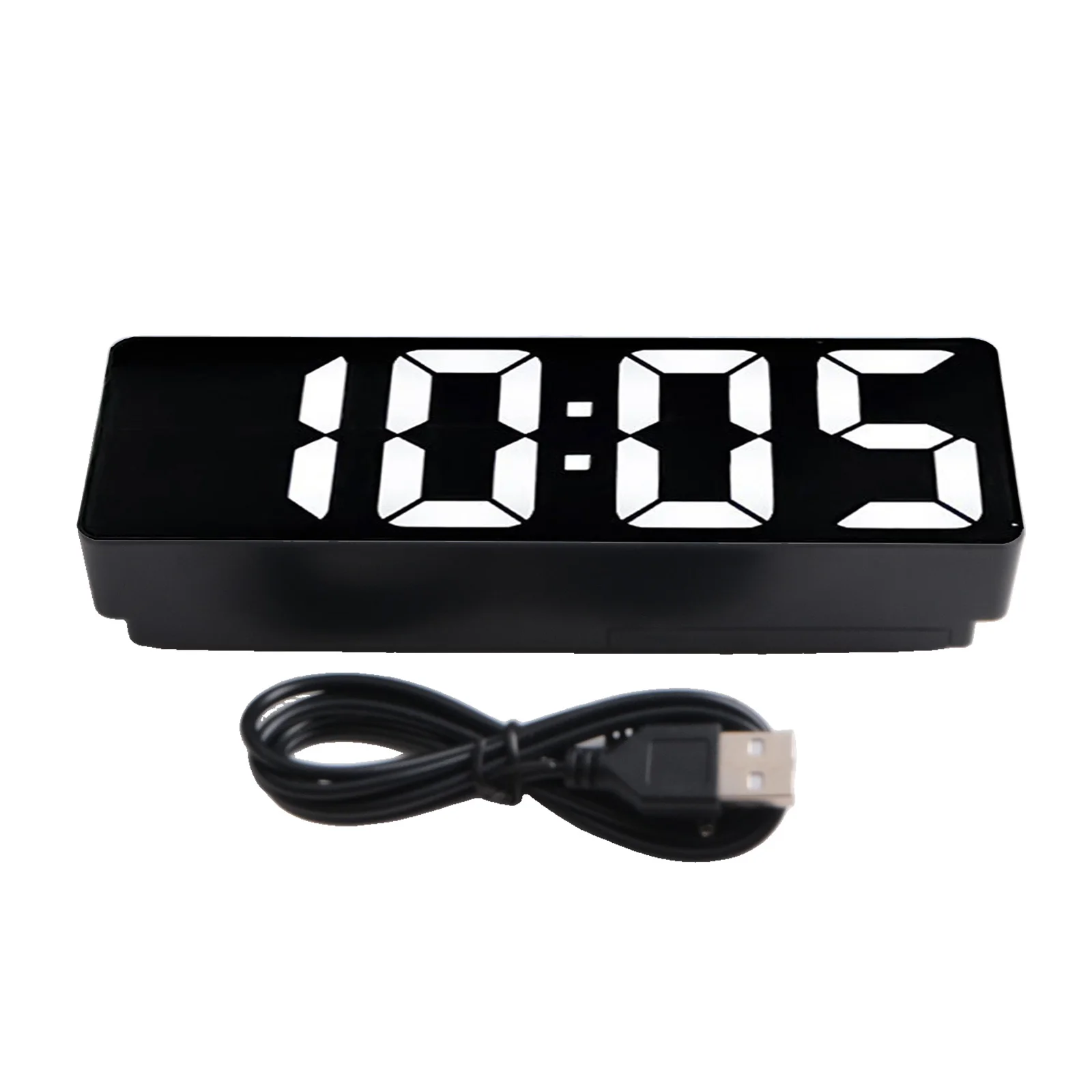 Exquisite Home Decor Clock Desk Alarm Clock Office Desk Clock Bedroom Clock White Large LED Display Energy Conservation 3