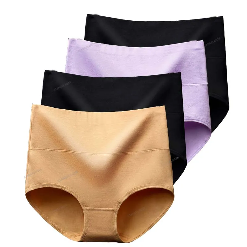 4Pcs/Lot High Waist Underwear Cotton Panties Women Body Slim Abdominal Underwear Plus Size Girls Briefs Female Lingerie Shaper