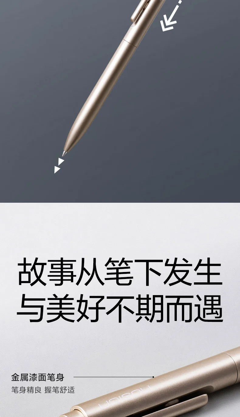 Deli NUSIGN Signture Pen Metallic-Sprühfarbe, 0,5-mm-Spitze, schnell trocknende, nicht färbende Kugelschreiber, hochwertige, einfache Geschenkbox – Detail 7