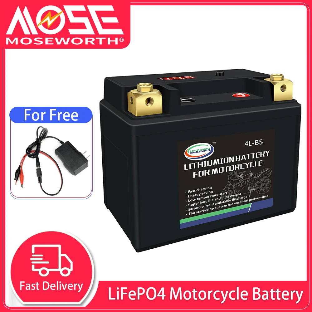 4L-Bs 12V Batteria Per Moto Con Caricabatterie 2Ah Cca160 Lifepo4 Jump Starter Power Bank Portatile Per Scooter Elettrico Moto Atv Utv