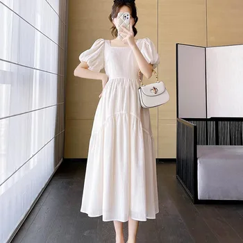 New Maternity Dresses Summer Fashion A-line Loose Short Sleeve Skirt Pregnant Women Clothing Pregnancy Mom Printed Doll Dress 4