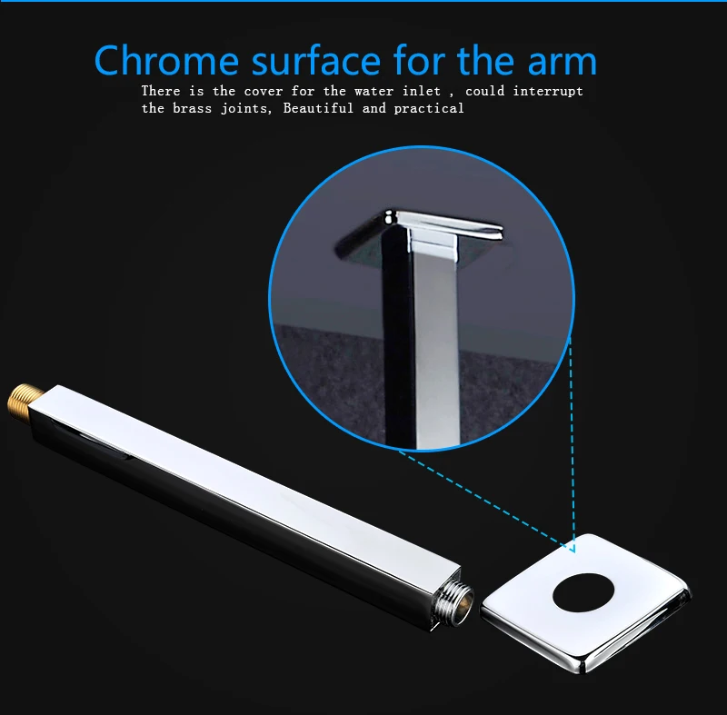 Description Picture 6 of itemOLEFY Modern House Bathroom Fittings Brushed 25CM 20CM Length Ceiling Mounted Shower Arm