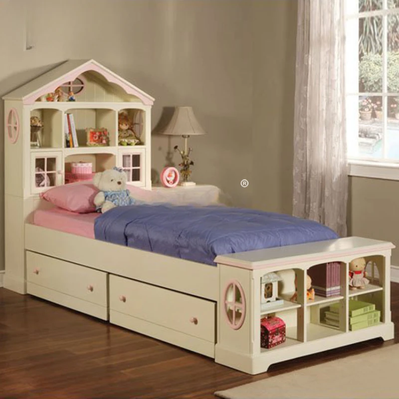 

Solid Wood Princess Bed Multifunctional Storage Children's Bed
