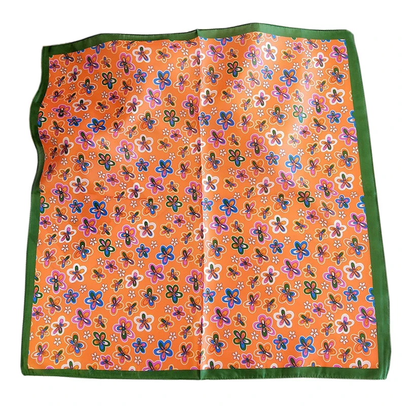 Summer Bright Color Oil Painting Lemon Print 53CM Small Square Women Satin Silk Neck Tie Scarfs Soft Neat Ladies Neckerchiefs 2