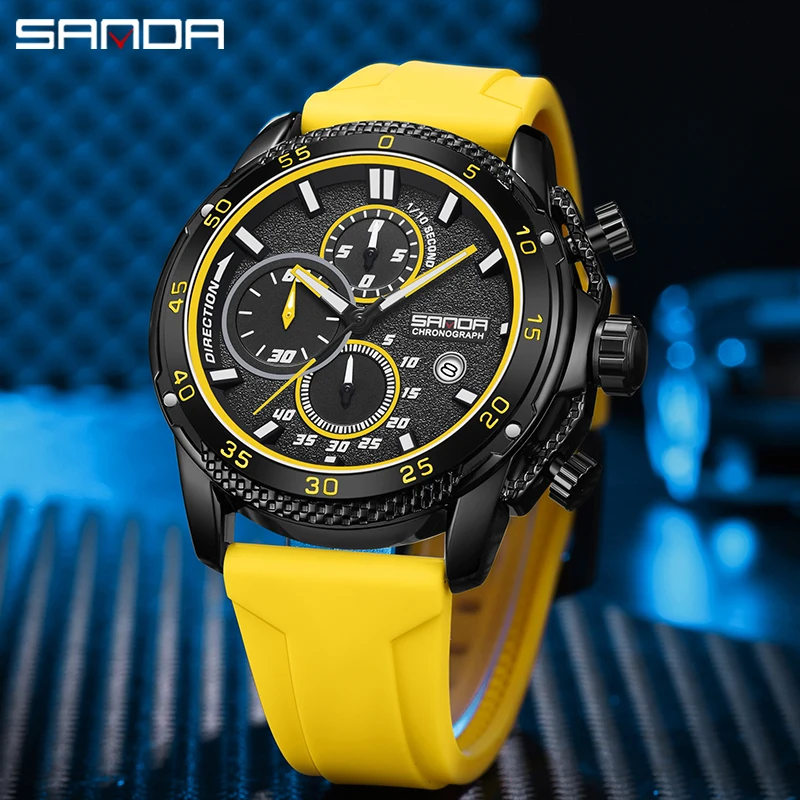 SANDA 5314 Sport Waterproof Watch For Men Fashion Date Stopwatch Quartz Wristwatch Luxury Business Original Design Male Clock