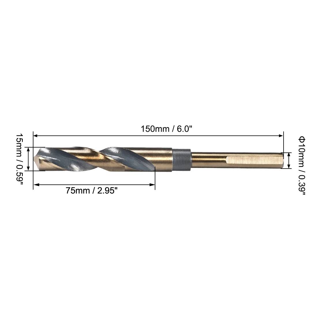 Twist Drill Bits 13/14/15/16/17/18/19/20/22/25mm 0.39-1/2Inch Shank Reduced Shank HSS for Stainless Steel 1pcs