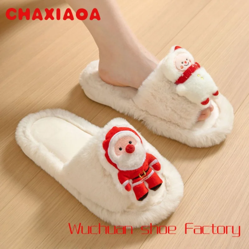 

New women's kids light sandals Xmas gift winter soft warm indoor plush home slippers Santa Claus Slipper