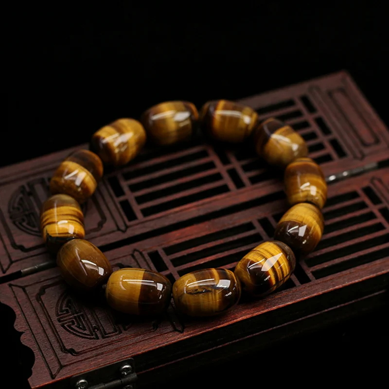 Feng Shui Gift Natural Tiger Eye Bucket Beads Crystal Bracelet for man and women good Lucky Amulet Jewellery