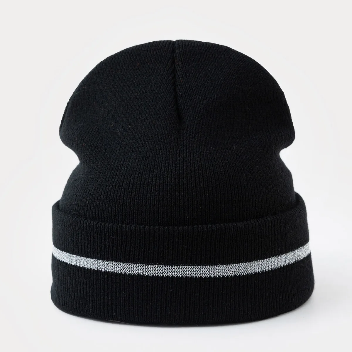 Reflektierende leuchtende Beanie-Mütze für Damen und Herren, Outdoor, Laufen, Radfahren, Winter, warme Skimütze, Sport-Schädelkappe, Strickmützen – Detail 3