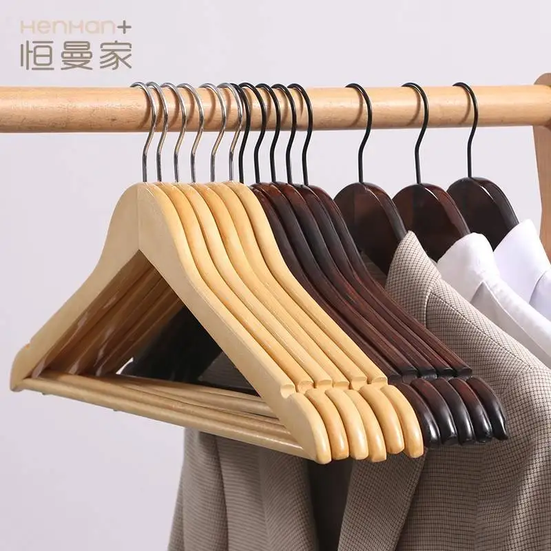 Solid wood hanger for home hanging clothes non slip no marks clothes