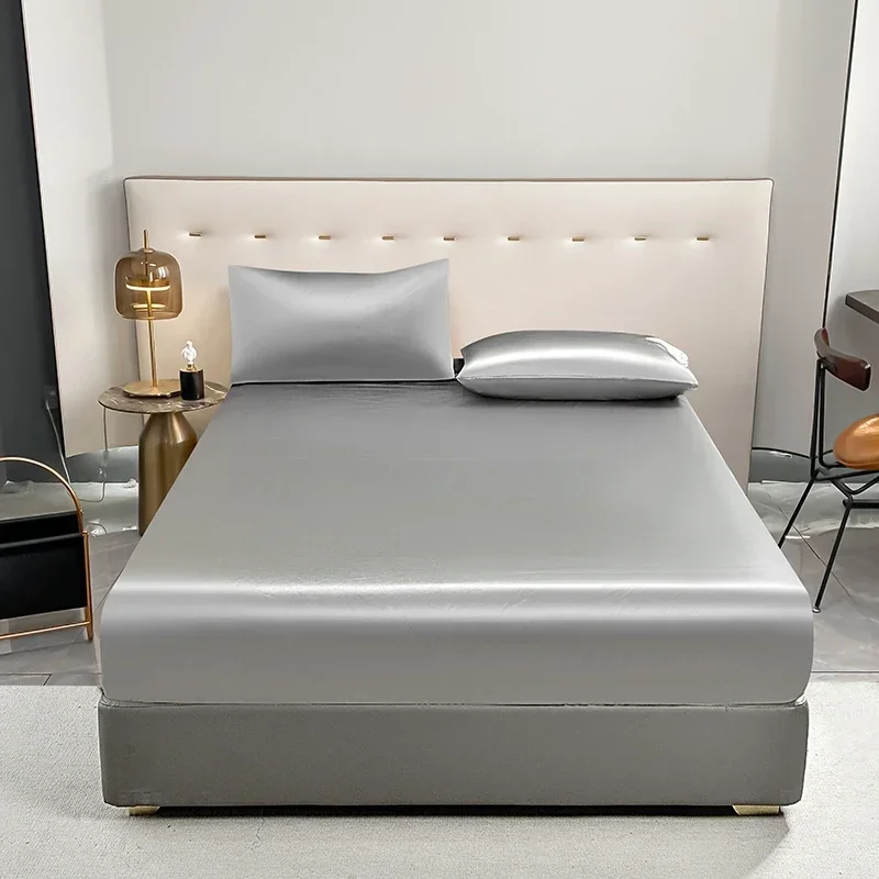 Stylish Satin Waterproof Bed Fitted Sheet - Premium Quality, Easy Clean, Secure Fit for Twin/Full/King/Queen Mattresses 3