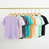 Lemon Class Fit Crew Neck T-Shirt Hip Length Short Sleeve Sweat-wicking Yoga Shirts Breathable Running Soild Tops Quick-drying 2