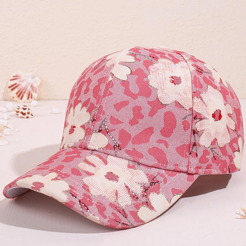 

New floral print craft baseball cap mixed color graffiti cotton cap outdoor sun protection hat