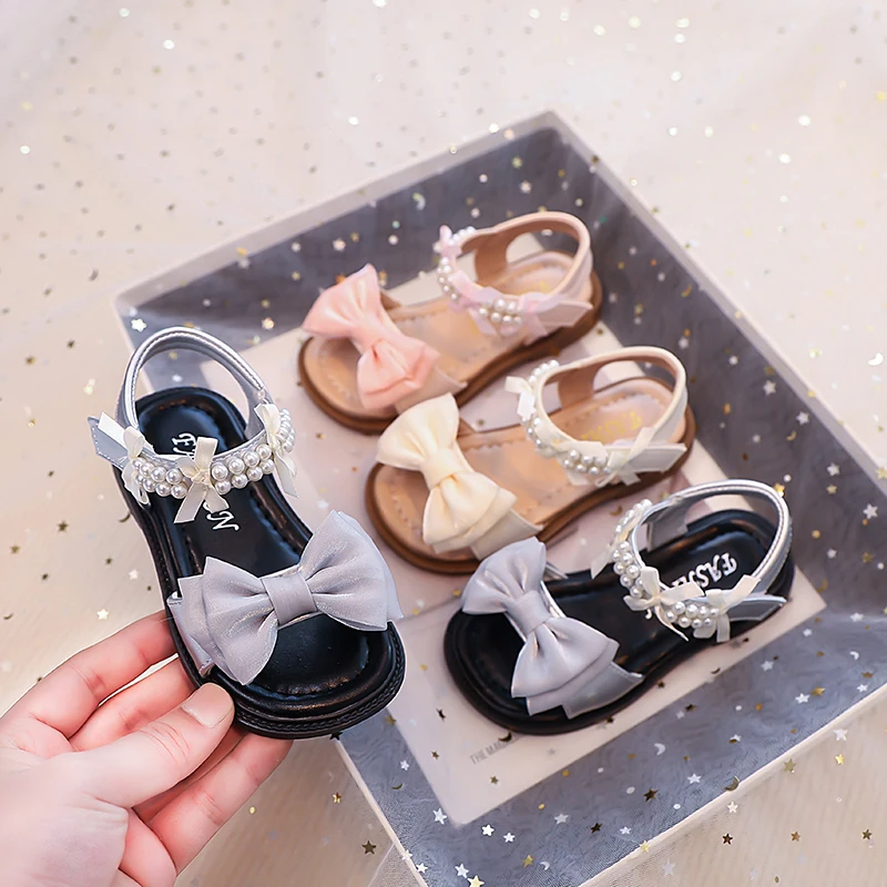 Girls Beading Sandals Non Slip Sole Toddler Beach Shoes