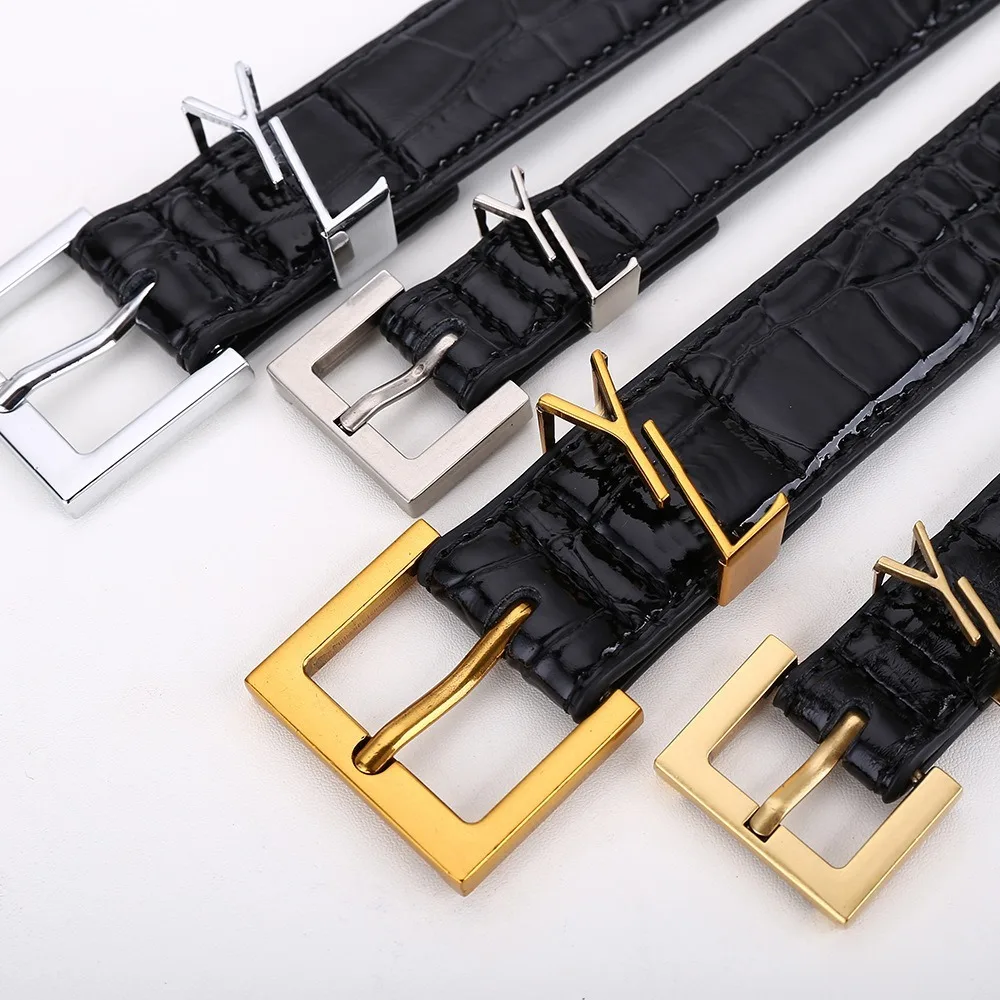 Fashion leather belt gold needle buckle versatile jeans casual decoration clothing accessory